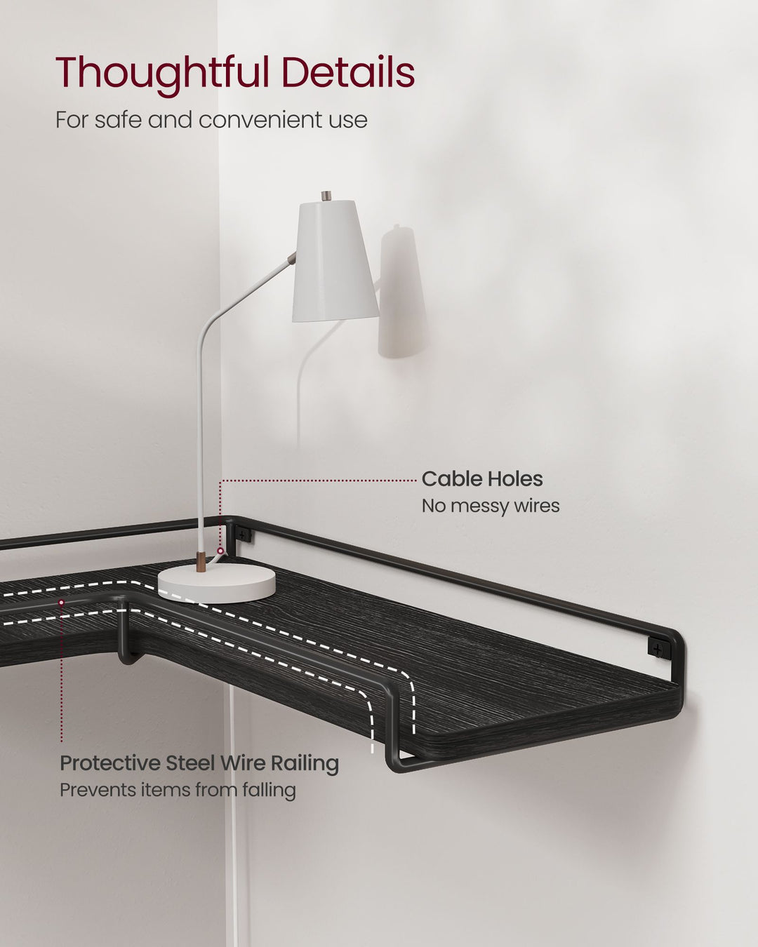 Set of 2 L-Shaped Floating Shelves