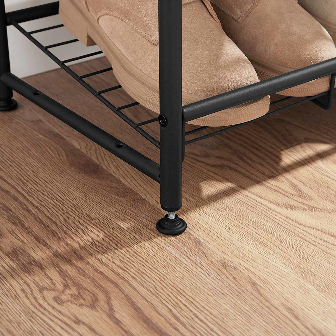 Black 3 Tiers Shoe Rack with Adjustable Shelves