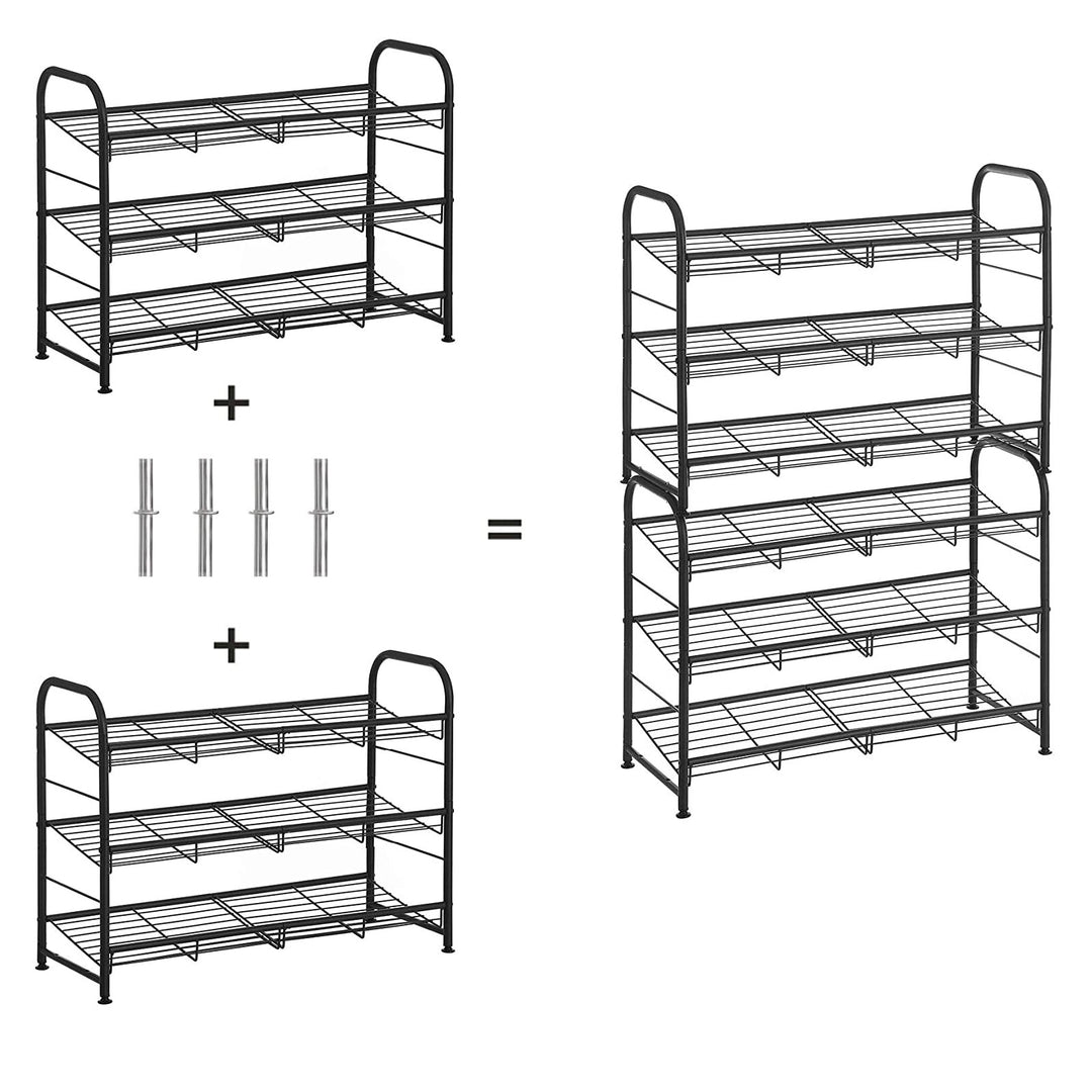 Black 3 Tiers Shoe Rack with Adjustable Shelves