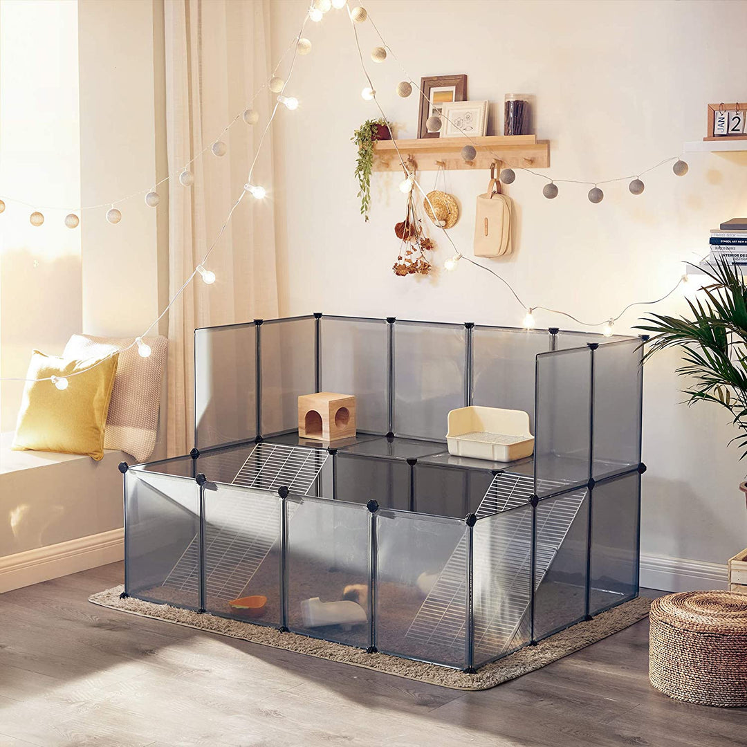 Grey Plastic Pet Fence Cage for Indoor Use