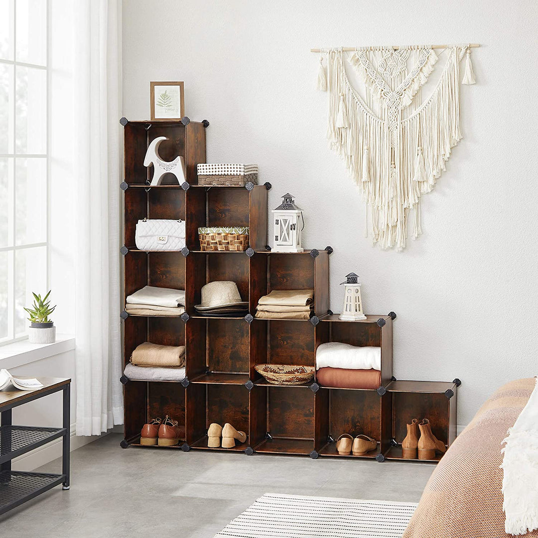Set of 16 Plastic Cube Storage Organizer