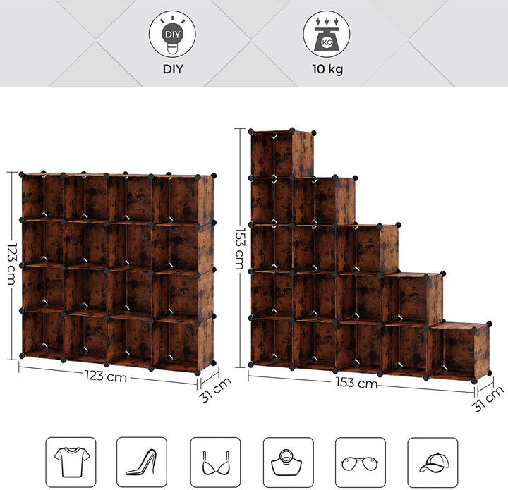 Set of 16 Plastic Cube Storage Organizer