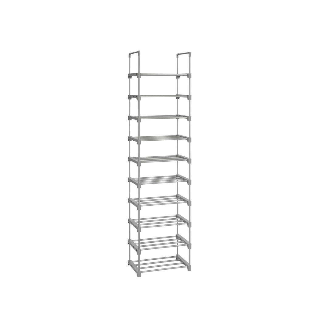Grey Height-Adjustable Shoe Storage Organiser