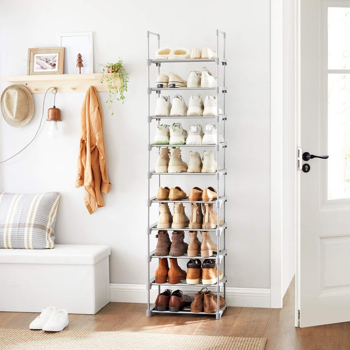 Grey Height-Adjustable Shoe Storage Organiser