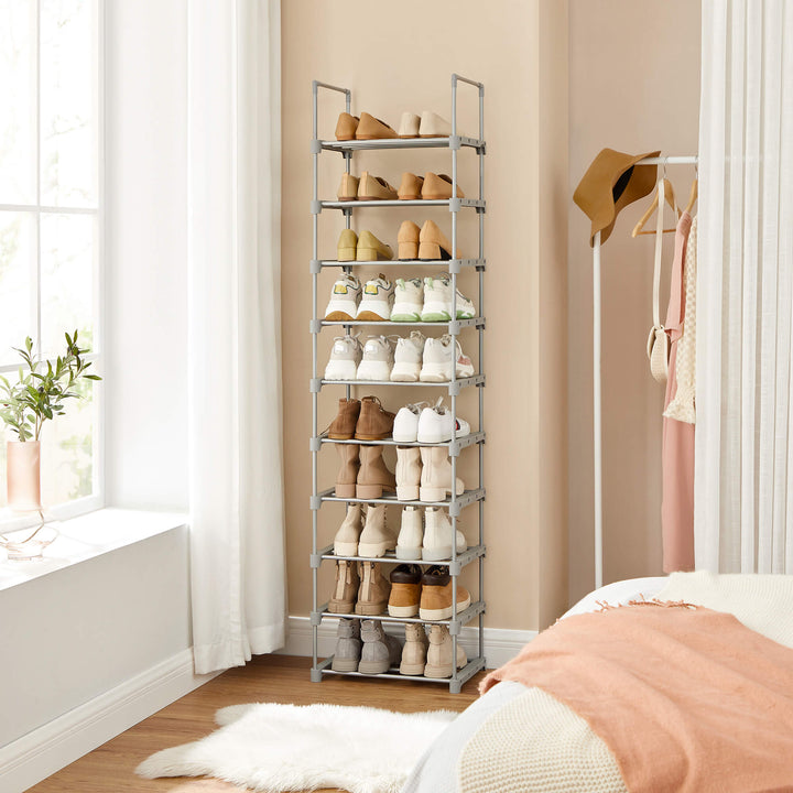 Grey Height-Adjustable Shoe Storage Organiser