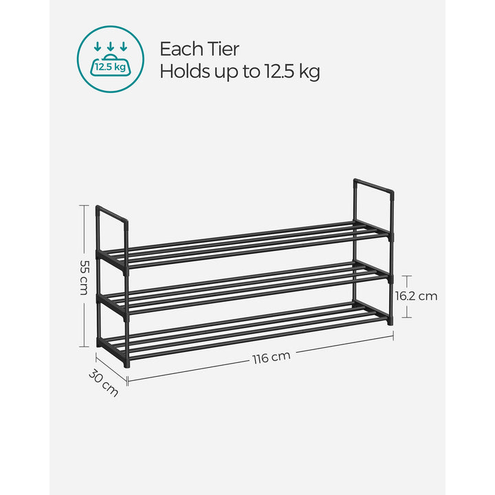 3-Tier Metal Shoe Rack 30 x 116 x 55 cm