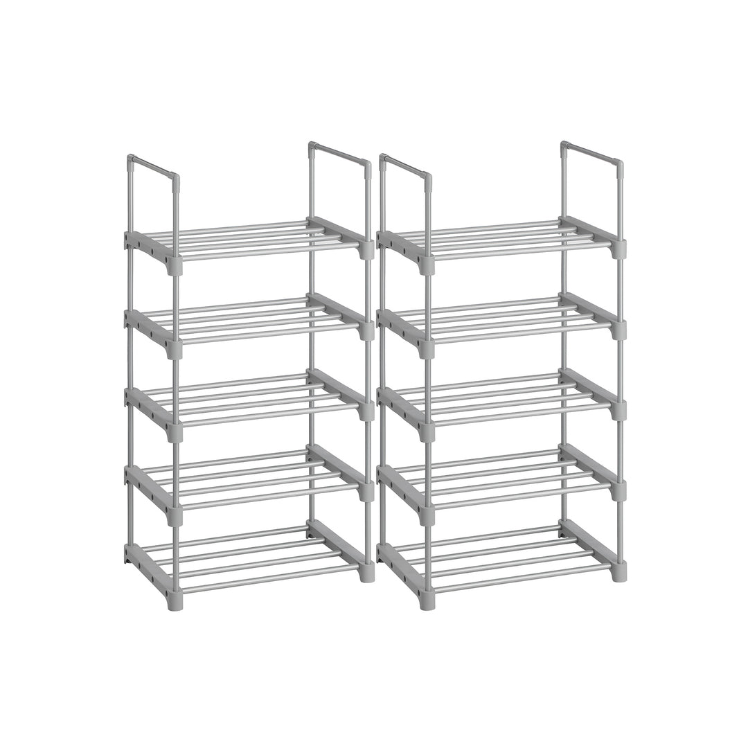 Set of 2 Grey Metal Shoe Storage Organiser