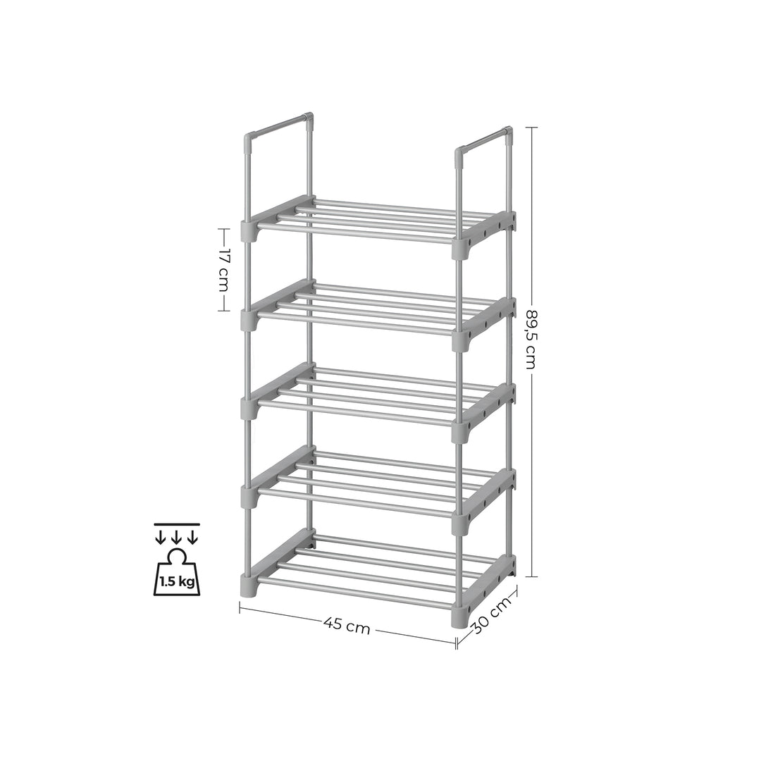 Set of 2 Grey Metal Shoe Storage Organiser