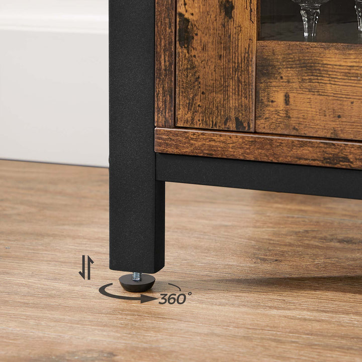 Storage Sideboard with 3 Doors Rustic Brown and Black
