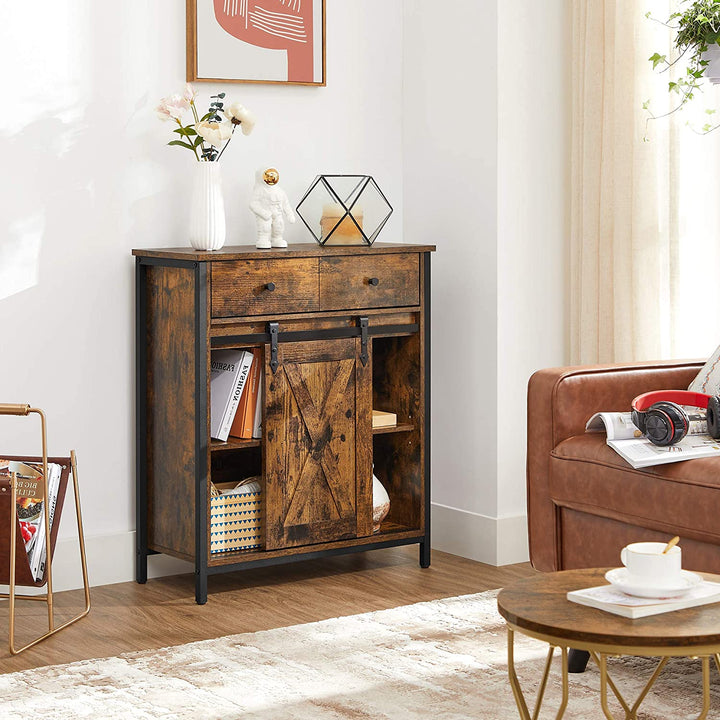 Industrial Storage Sideboard with Sliding Barn Door