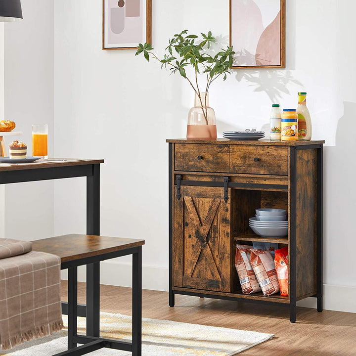 Industrial Storage Sideboard with Sliding Barn Door