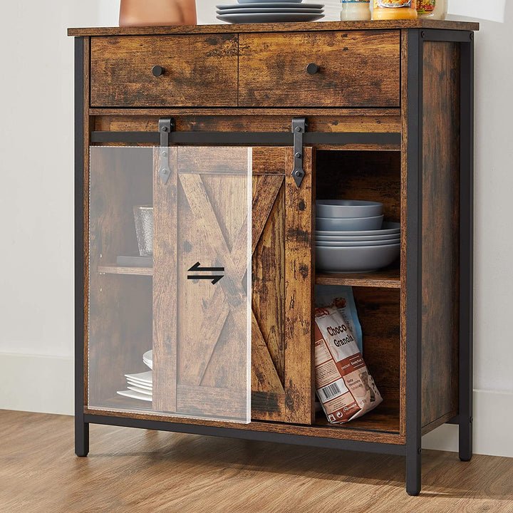 Industrial Storage Sideboard with Sliding Barn Door