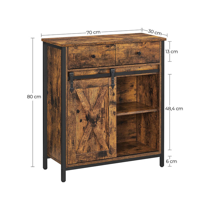 Industrial Storage Sideboard with Sliding Barn Door