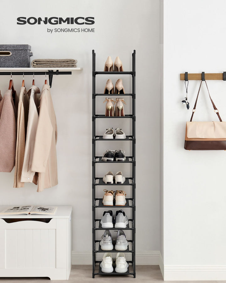 Shoe Rack with Non-Woven Fabric Shelves and Metal Frame