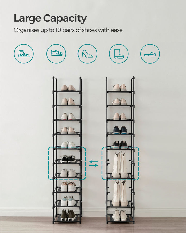 Shoe Rack with Non-Woven Fabric Shelves and Metal Frame