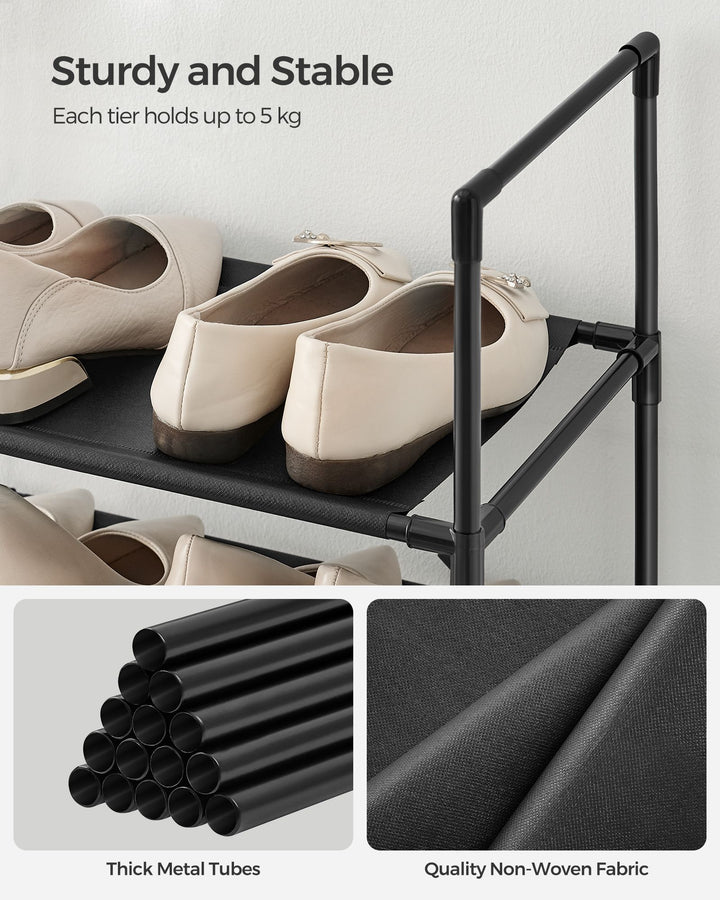 Shoe Rack with Non-Woven Fabric Shelves and Metal Frame