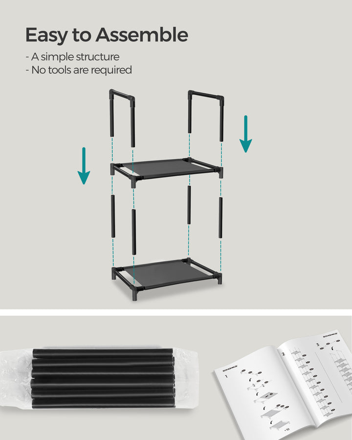 Shoe Rack with Non-Woven Fabric Shelves and Metal Frame