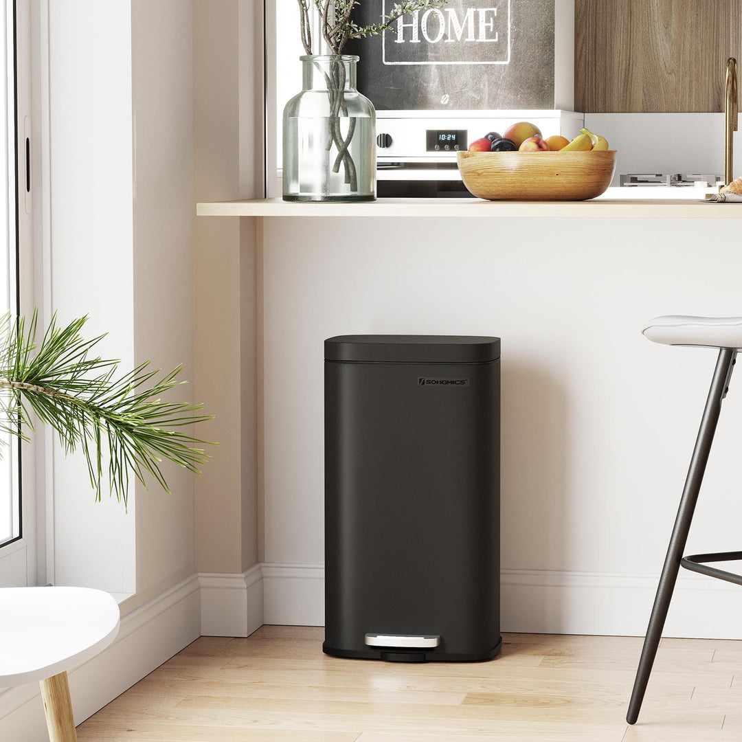 Black Step-On Trash Can for Kitchen