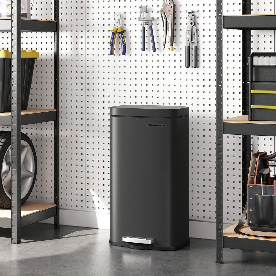 Black Step-On Trash Can for Kitchen