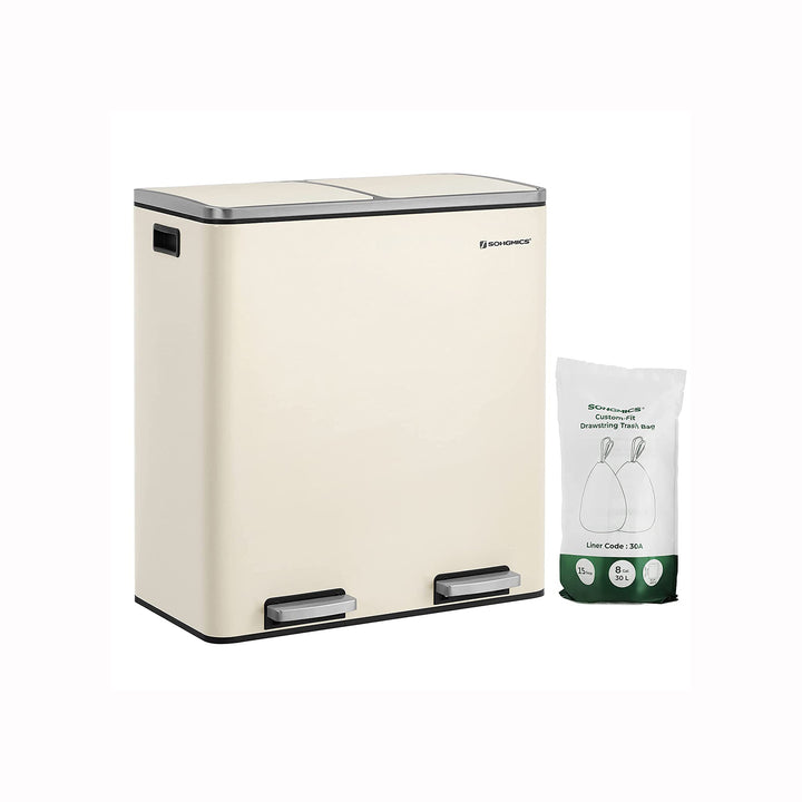 Cream Colour Step-Open Waste Bins with 2 Inner Buckets