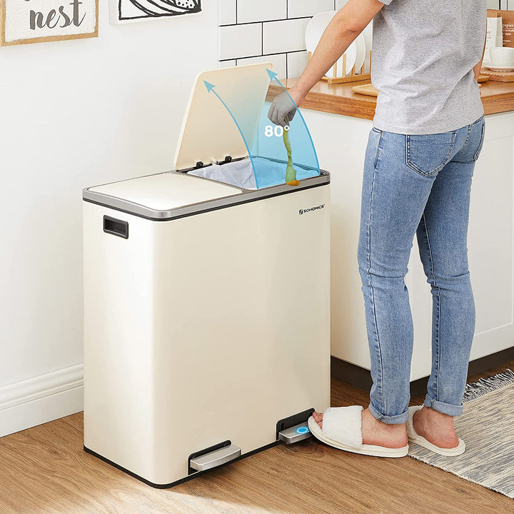 Cream Colour Step-Open Waste Bins with 2 Inner Buckets