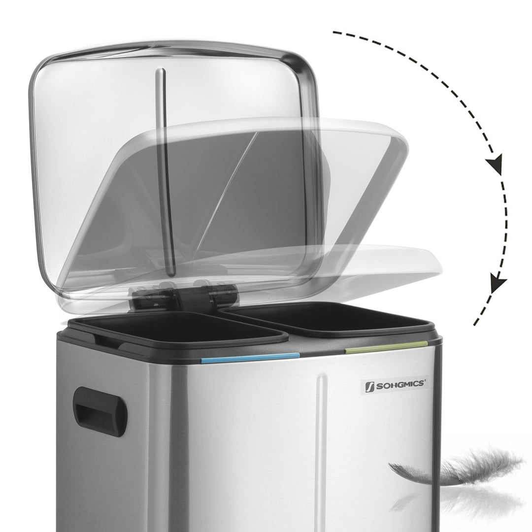 Steel Step-Open Trash Can with 2 Buskets