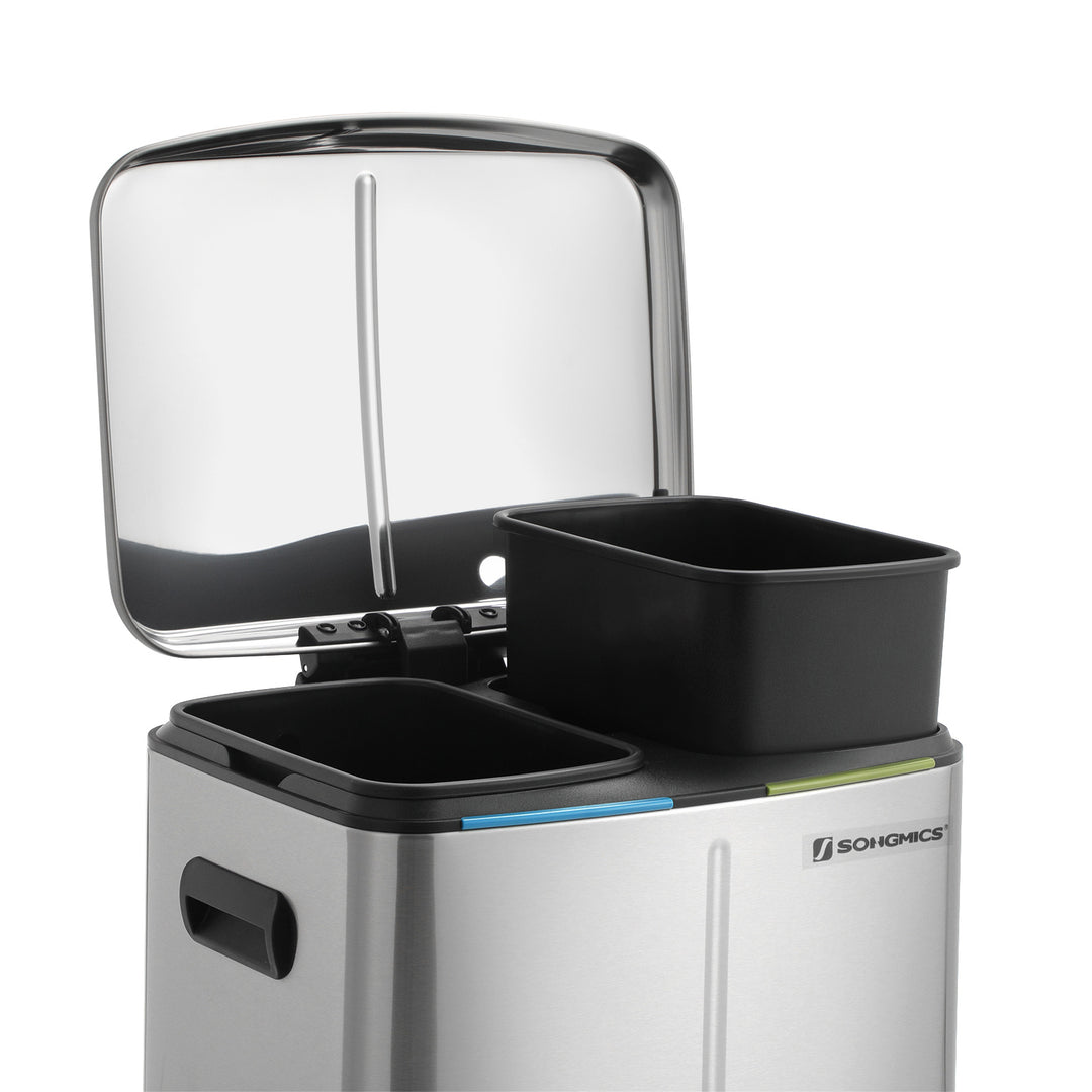 Steel Step-Open Trash Can with 2 Buskets