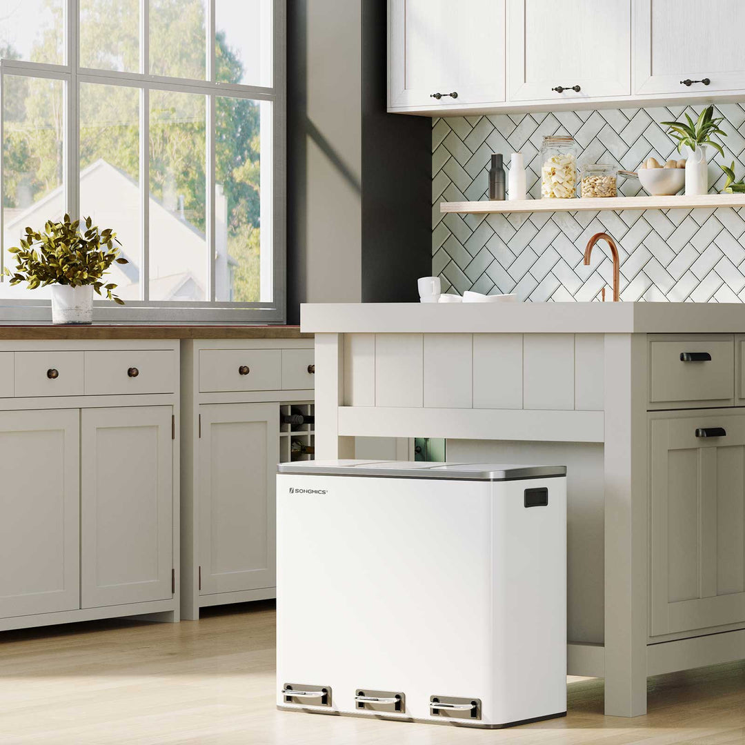 Triple Trash Can with Recycling Bin