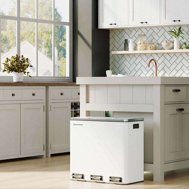 Triple Trash Can with Recycling Bin