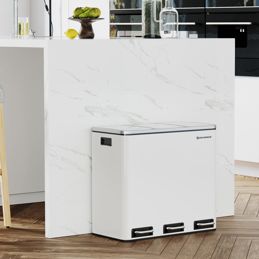 Triple Trash Can with Recycling Bin