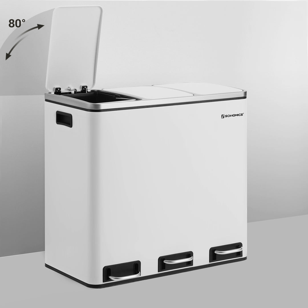 Triple Trash Can with Recycling Bin