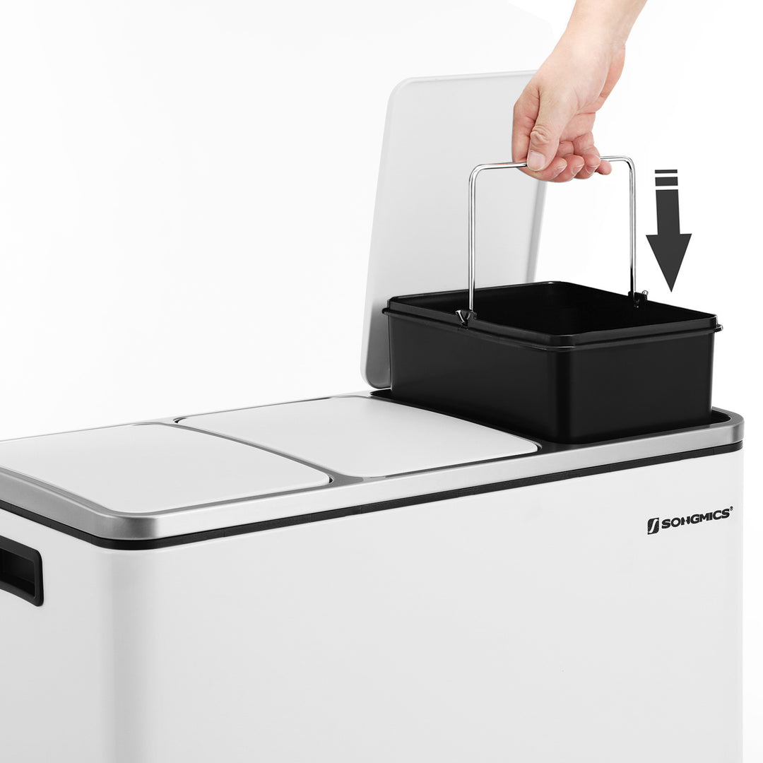 Triple Trash Can with Recycling Bin