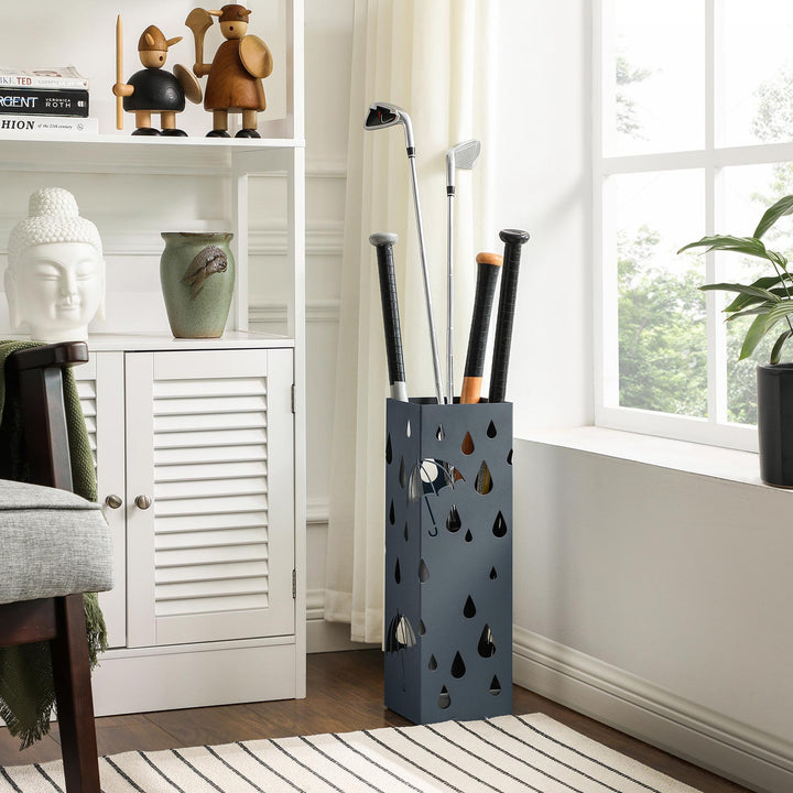 Grey Umbrella Stand Holder with Hooks