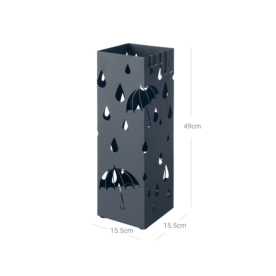 Grey Umbrella Stand Holder with Hooks