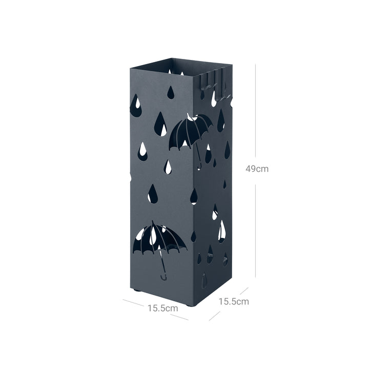 Grey Umbrella Stand Holder with Hooks