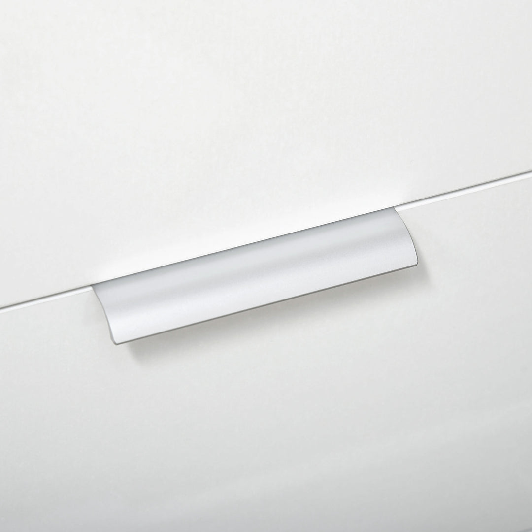 Modern Storage Cabinet, High Gloss Slim Sideboard with Drawer, Door Cupboard, Adjustable Shelves, White and Natural