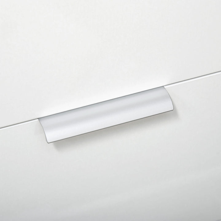 Modern Storage Cabinet, High Gloss Slim Sideboard with Drawer, Door Cupboard, Adjustable Shelves, White and Natural