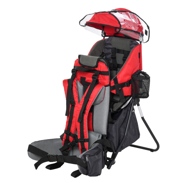 Baby Backpack Carrier Child Carrier with Ergonomic Hip Seat Detachable Rain Cover Adjustable Straps Stand for Toddlers Age 6 to 36 Months Red