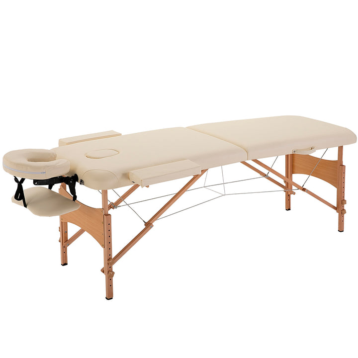 Massage Table Bed Couch Beauty Bed 2 Section Therapy Bed Lightweight Portable Folding Spa Bed Cream