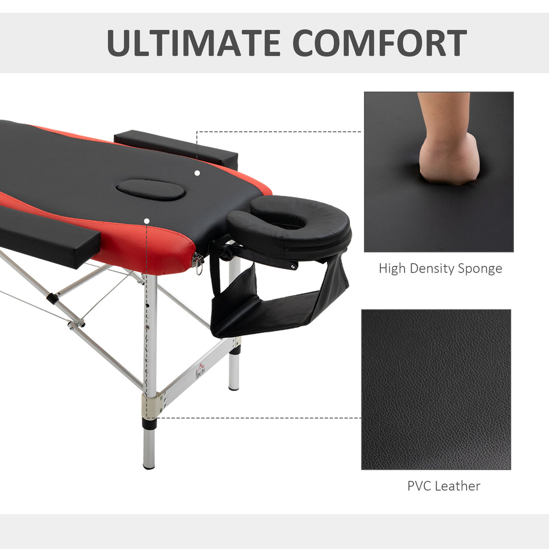 Foldable Massage Table Professional Salon SPA Facial Couch Bed Black and Red