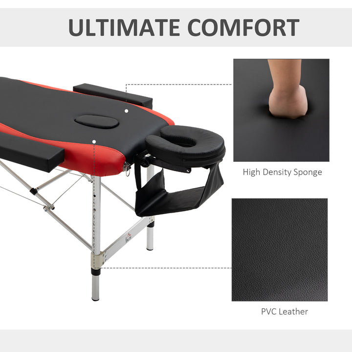 Foldable Massage Table Professional Salon SPA Facial Couch Bed Black and Red
