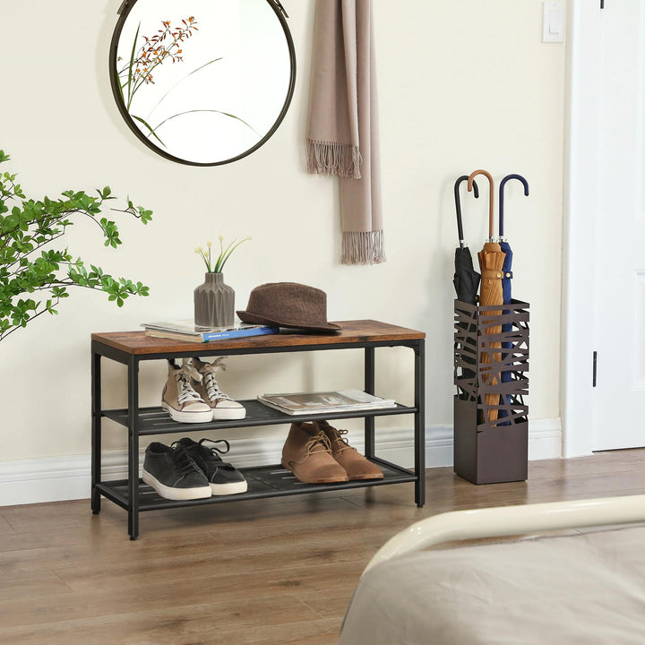 Mesh Shelves Shoe Bench