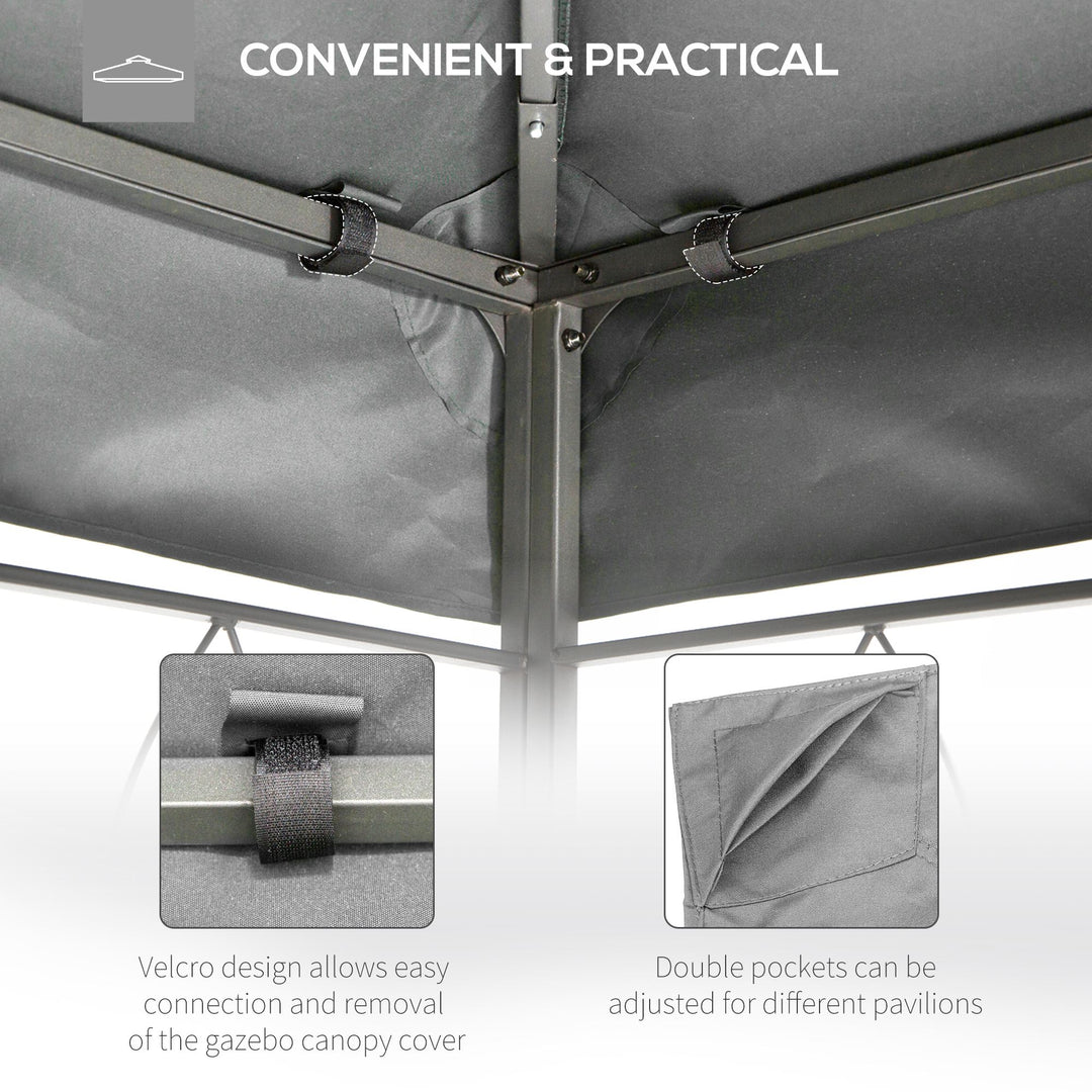 3x4m Gazebo Replacement Roof Canopy 2 Tier Top UV Cover Garden Patio Outdoor Sun Awning Shelters Light Grey (TOP ONLY)