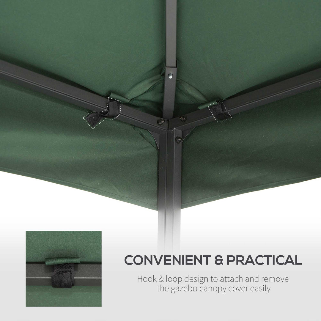 3 x 3 m Gazebo Top Cover Double Tier Canopy Replacement Pavilion Roof Dark Green