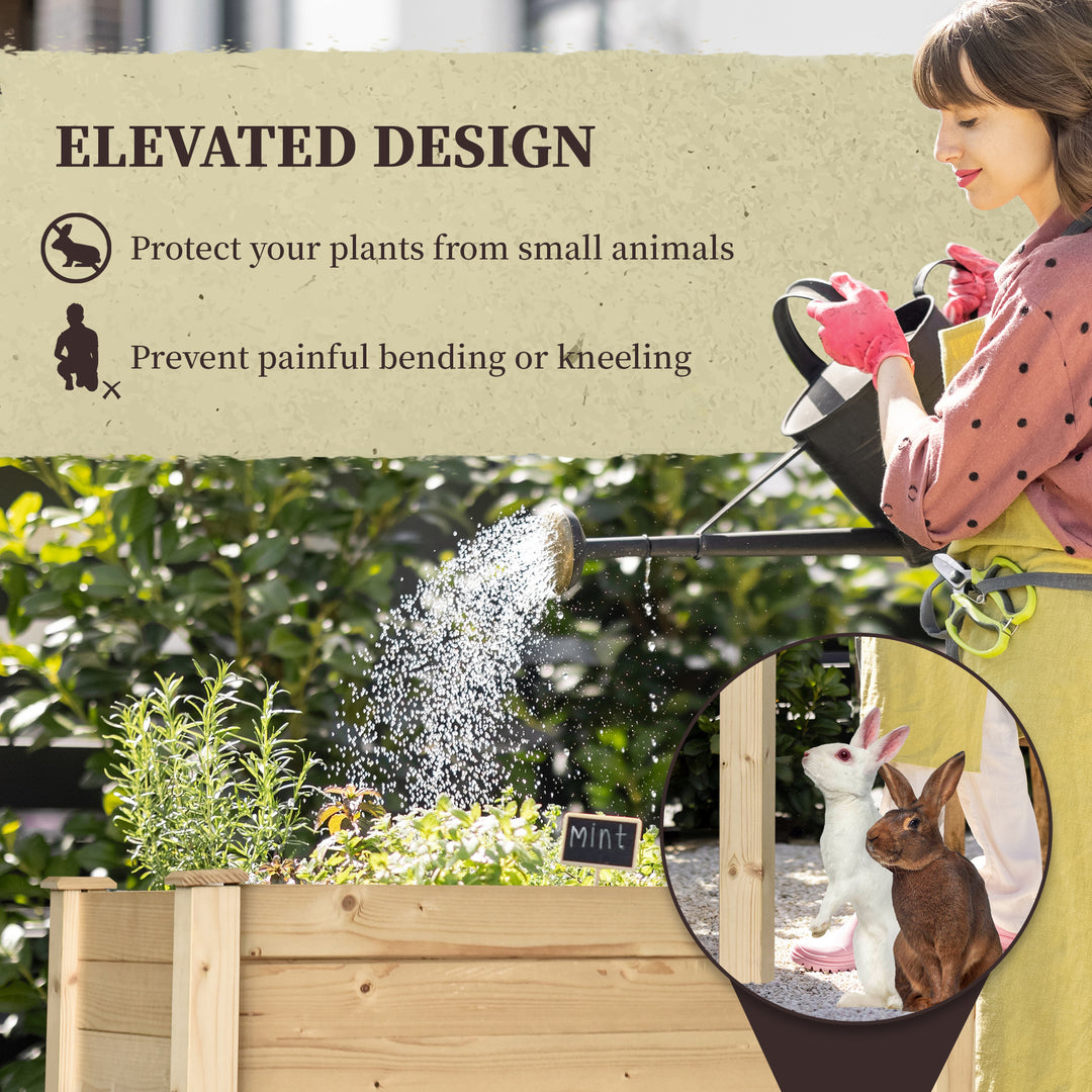 Outsunny Garden Wooden Planters, Rectangular Raised Bed, Fir Wood,Indoor/Outdoor, Planter Vegetable Herb Holder Display, Oak Tone,86L x 46W x 76Hcm