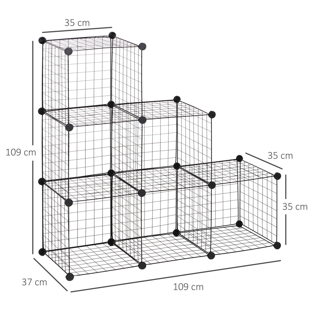 6 Cube Metal Wire Rack Interlocking Storage Cabinet Display Shelves Black