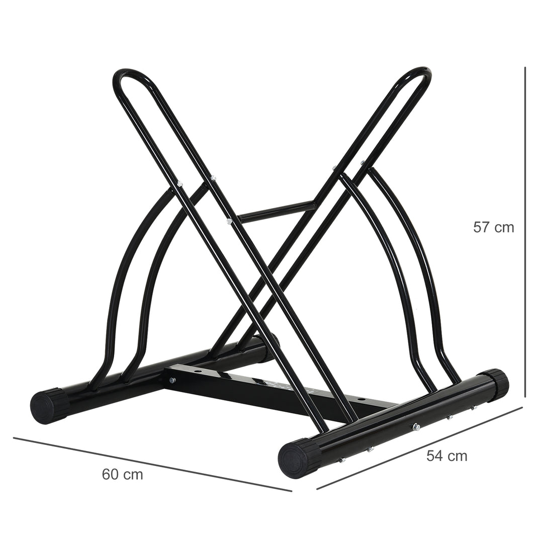 HOMCOM Steel Double-Sided Indoor Bike Rack Black