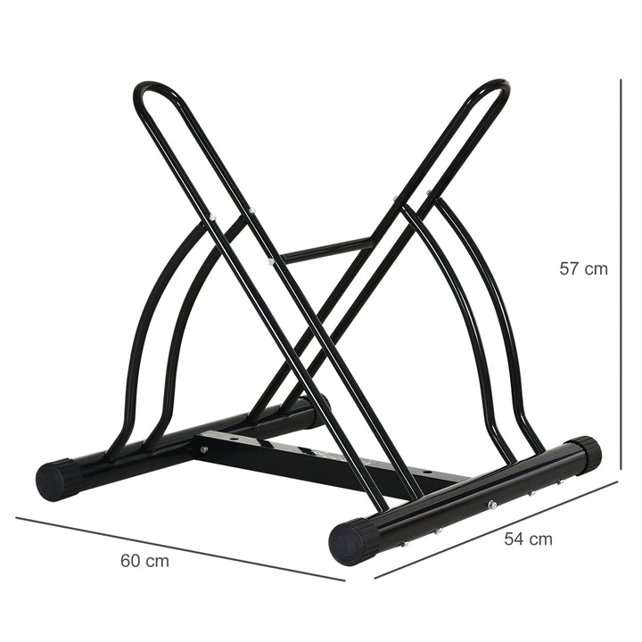HOMCOM Steel Double-Sided Indoor Bike Rack Black
