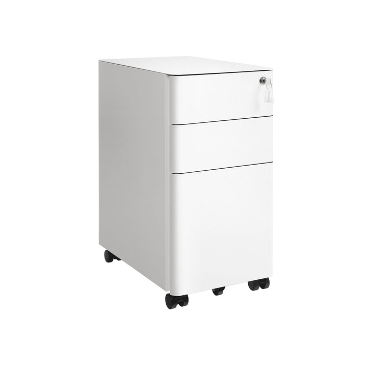 White Filing Cabinet on Wheels for Office