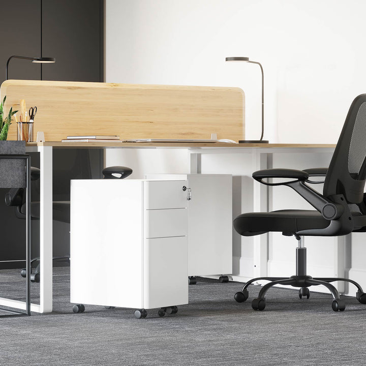 White Filing Cabinet on Wheels for Office